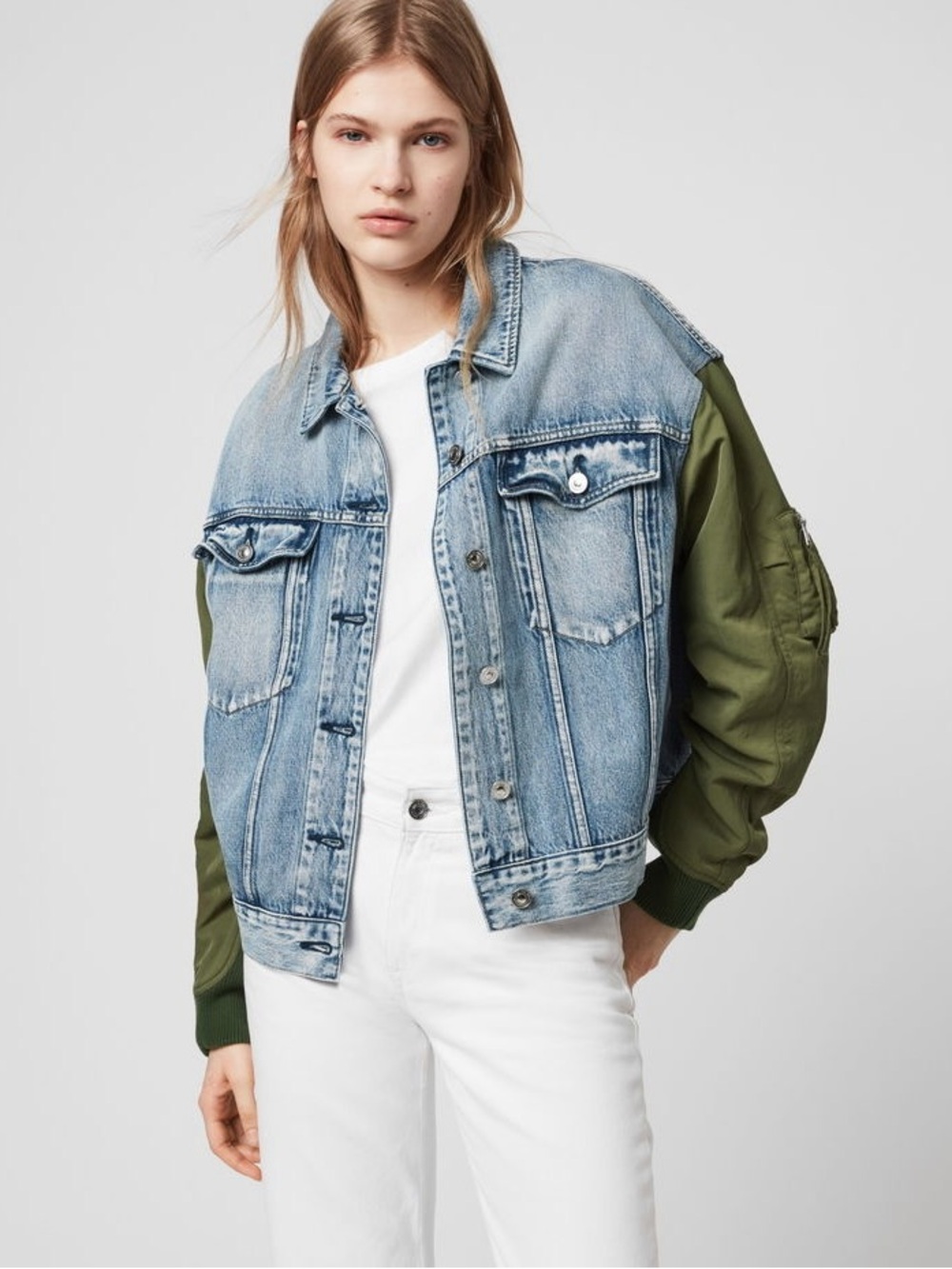 AllSaints Frankie Denim Bomber Jacket